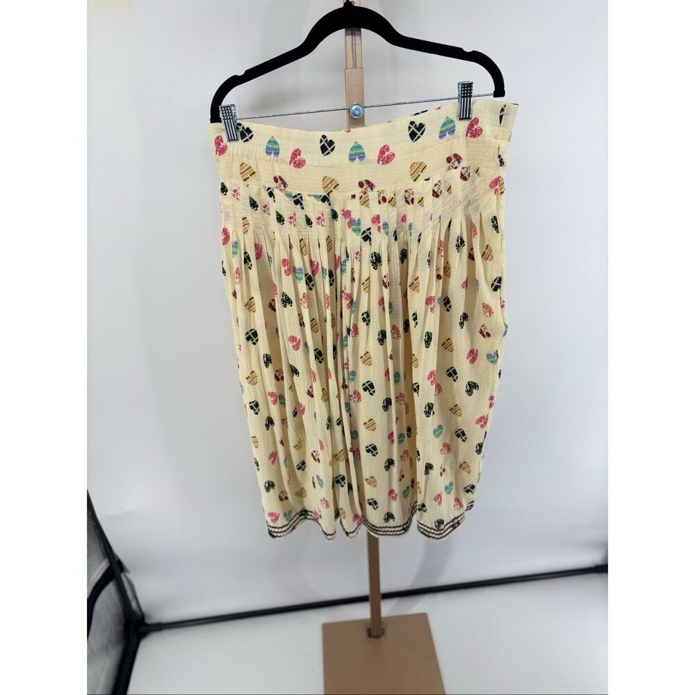 Hofmann Copenhagen Elina Heart Print Skirt Yellow Pleated Pockets Size 36
